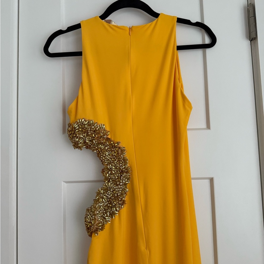 Bronx and Banco Camila Yellow Rhinestone Cutout Maxi Dress NEW with tags - Picture 7 of 11